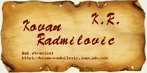 Kovan Radmilović vizit kartica